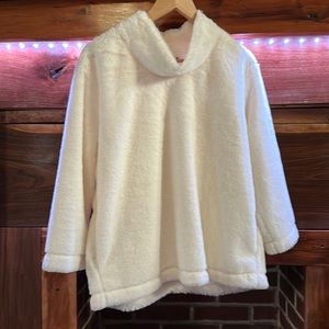 Banana Republic faux fur sweater, size L, cream/white colored.